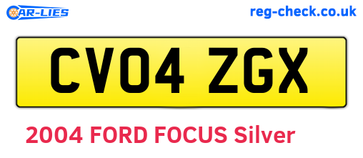 CV04ZGX are the vehicle registration plates.
