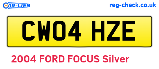 CW04HZE are the vehicle registration plates.