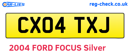 CX04TXJ are the vehicle registration plates.