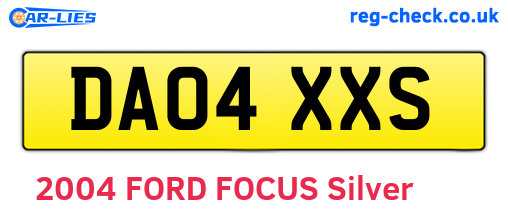 DA04XXS are the vehicle registration plates.