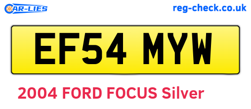 EF54MYW are the vehicle registration plates.