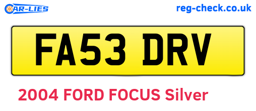 FA53DRV are the vehicle registration plates.
