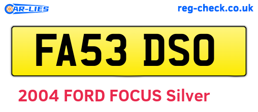FA53DSO are the vehicle registration plates.