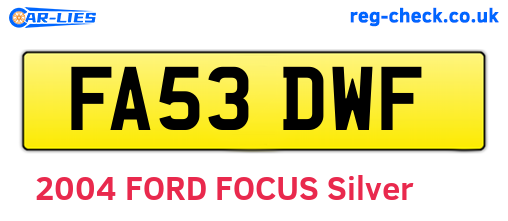 FA53DWF are the vehicle registration plates.