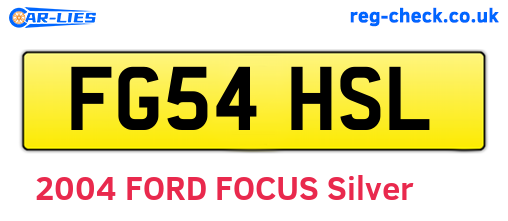 FG54HSL are the vehicle registration plates.