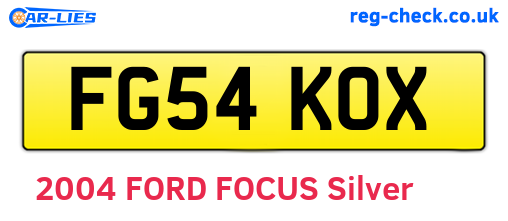 FG54KOX are the vehicle registration plates.