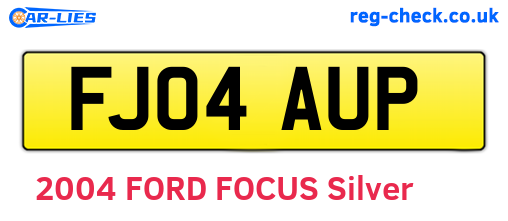 FJ04AUP are the vehicle registration plates.