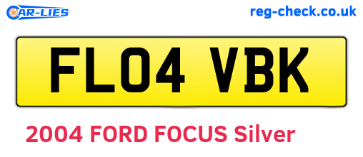 FL04VBK are the vehicle registration plates.