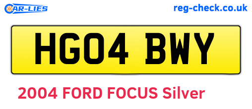 HG04BWY are the vehicle registration plates.