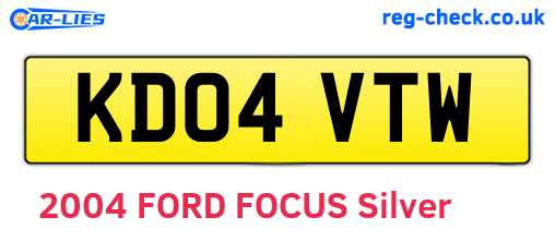 KD04VTW are the vehicle registration plates.