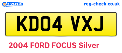 KD04VXJ are the vehicle registration plates.