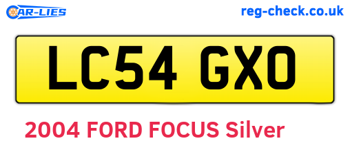 LC54GXO are the vehicle registration plates.