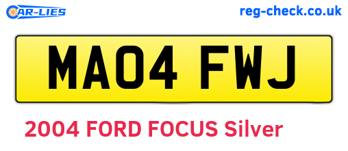 MA04FWJ are the vehicle registration plates.