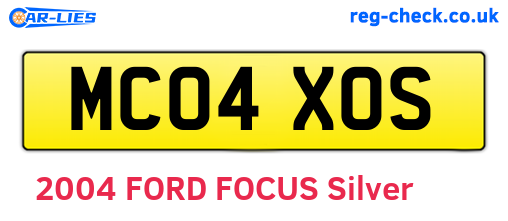MC04XOS are the vehicle registration plates.