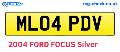 ML04PDV are the vehicle registration plates.