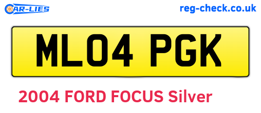 ML04PGK are the vehicle registration plates.