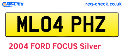 ML04PHZ are the vehicle registration plates.