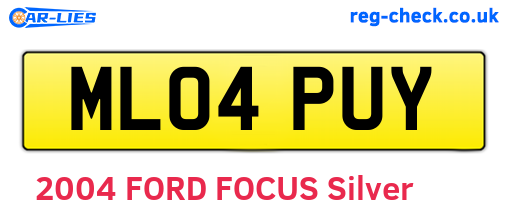 ML04PUY are the vehicle registration plates.