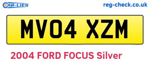 MV04XZM are the vehicle registration plates.