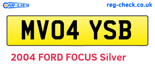 MV04YSB are the vehicle registration plates.