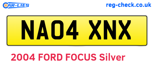 NA04XNX are the vehicle registration plates.