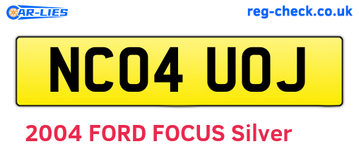 NC04UOJ are the vehicle registration plates.