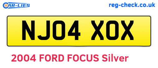 NJ04XOX are the vehicle registration plates.