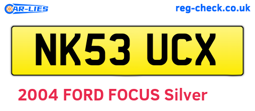 NK53UCX are the vehicle registration plates.