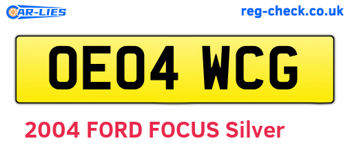 OE04WCG are the vehicle registration plates.