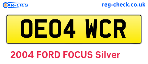 OE04WCR are the vehicle registration plates.