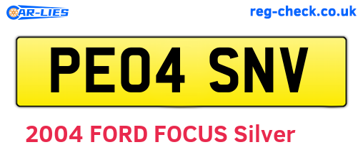 PE04SNV are the vehicle registration plates.