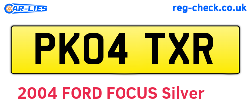 PK04TXR are the vehicle registration plates.