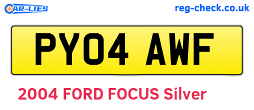 PY04AWF are the vehicle registration plates.
