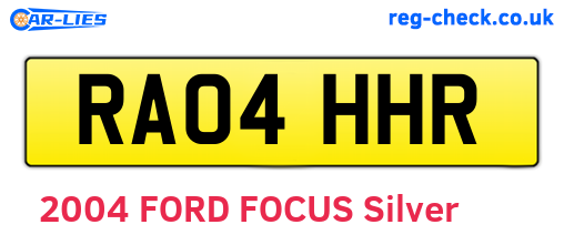 RA04HHR are the vehicle registration plates.