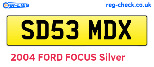 SD53MDX are the vehicle registration plates.