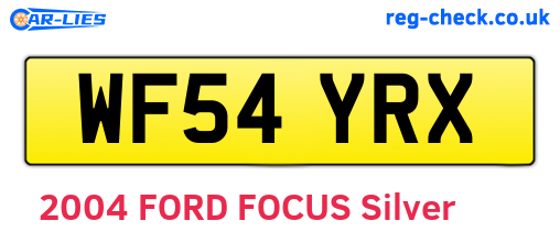 WF54YRX are the vehicle registration plates.