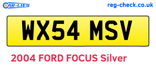 WX54MSV are the vehicle registration plates.