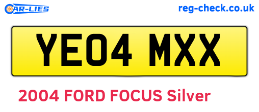 YE04MXX are the vehicle registration plates.