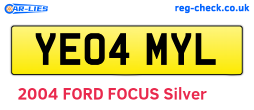 YE04MYL are the vehicle registration plates.