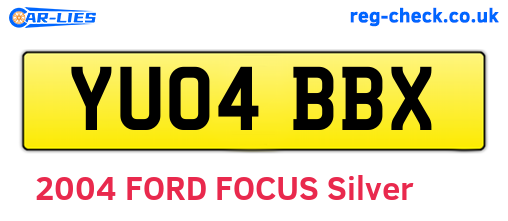 YU04BBX are the vehicle registration plates.