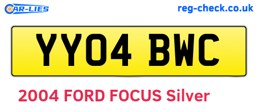 YY04BWC are the vehicle registration plates.