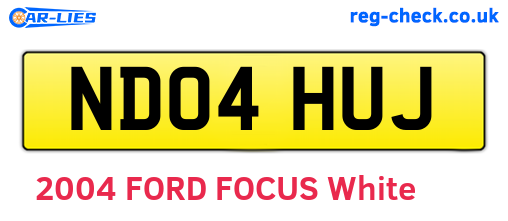ND04HUJ are the vehicle registration plates.