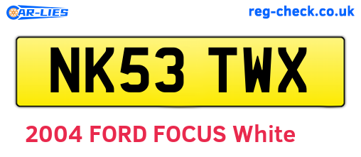 NK53TWX are the vehicle registration plates.
