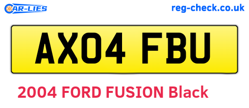 AX04FBU are the vehicle registration plates.