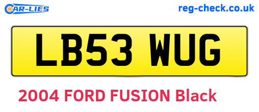 LB53WUG are the vehicle registration plates.