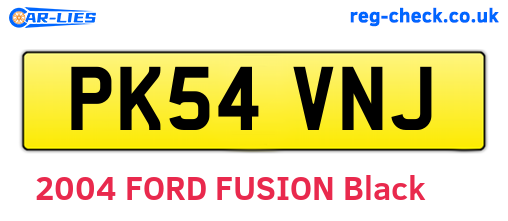 PK54VNJ are the vehicle registration plates.