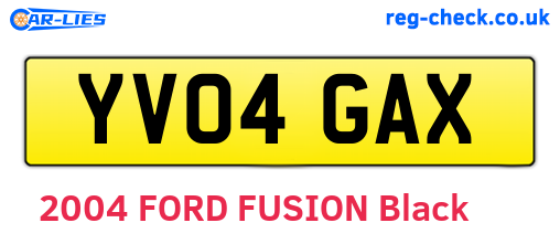 YV04GAX are the vehicle registration plates.