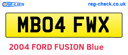 MB04FWX are the vehicle registration plates.