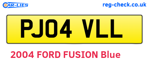 PJ04VLL are the vehicle registration plates.