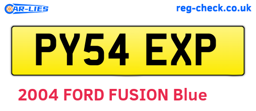 PY54EXP are the vehicle registration plates.